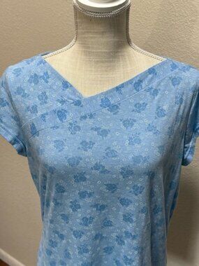 Columbia Light Blue Floral Short Sleeve Top Size Large